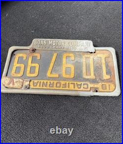 1930s San Francisco California Boas Pontiac License Plate Frame
