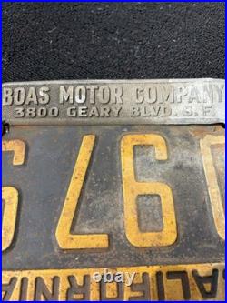 1930s San Francisco California Boas Pontiac License Plate Frame