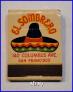 1930s VINTAGE EL SOMBRERO FEATURE FULL MATCHBOOK COVER SAN FRANCISCO CALIFORNIA