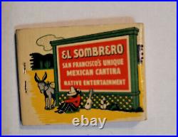 1930s VINTAGE EL SOMBRERO FEATURE FULL MATCHBOOK COVER SAN FRANCISCO CALIFORNIA
