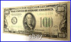 1934 $100 Dollar Bill San Francisco California A-12 Banknote