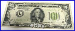 1934 $100 Dollar Bill San Francisco California E-12 Banknote 4-Zero With 4-Digit