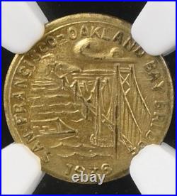 1936 San Francisco Oakland Bay Bridge California Fractional Gold Gilt Token NGC