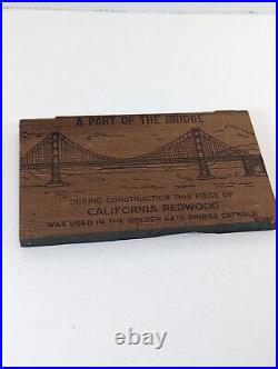 1937 Redwood Golden Gate Bridge San Francisco Catwalk Fragment (RARE!) Free Ship
