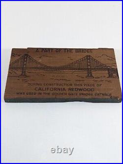 1937 Redwood Golden Gate Bridge San Francisco Catwalk Fragment (RARE!) Free Ship