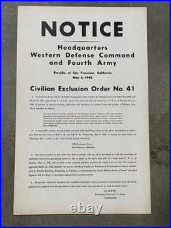 1942 WWII Japanese Internment Instructions Poster San Francisco California