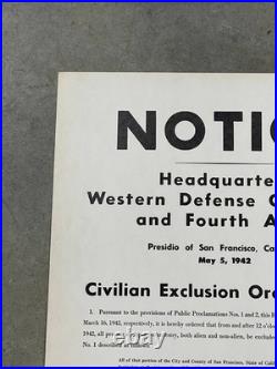 1942 WWII Japanese Internment Instructions Poster San Francisco California