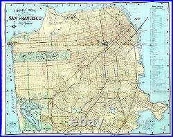 1949 San Francisco Map Presidio Golden Gate Park Embarcadero Downtown Trolly