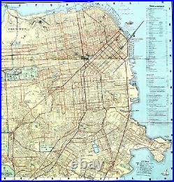1949 San Francisco Map Presidio Golden Gate Park Embarcadero Downtown Trolly