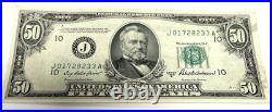 1950 B $50 Dollars Bill San Francisco California Banknote J-10