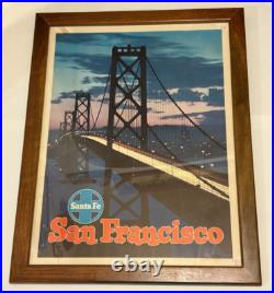 1950s Santa Fe Railway San Francisco Poster California Oakland Bay Bridge AT&SF