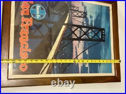 1950s Santa Fe Railway San Francisco Poster California Oakland Bay Bridge AT&SF