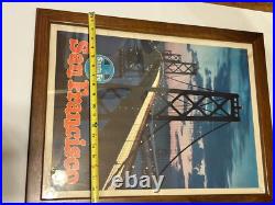 1950s Santa Fe Railway San Francisco Poster California Oakland Bay Bridge AT&SF