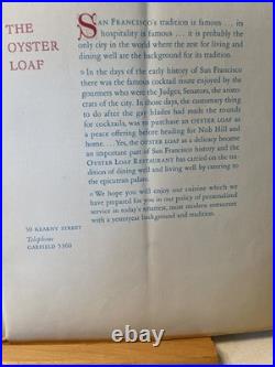1952 Andrew Loomis MERMAID Cover Art OYSTER LOAF Menu San Francisco California