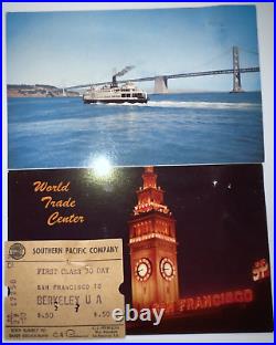 1958 Ferry Boat, Bay Bridge San Francisco Bay, California, Postcards, and Ticket