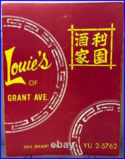 1960s Louie's Chinese Restaurant Menu Grant Avenue San Francisco California