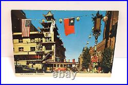 1960s San Francisco Chinatown Postcard Municipal Railway Flags Cocktail Bar