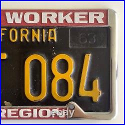 1963 California License Plate with San Francisco Region SCCA Worker Frame