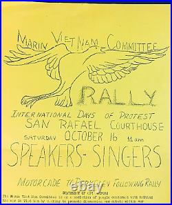 1965 Anti Vietnam War Protest Poster Marin County San Francisco California March