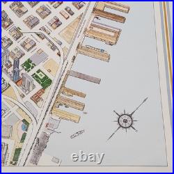 1974 Hollmann Bird's Eye View Pictorial Map of Downtown San Francisco California