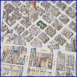 1974 Hollmann Bird's Eye View Pictorial Map of Downtown San Francisco California