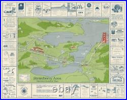 1977 Pictorial Map of Southern Marin County, California Sausalito, Tiburon, &c
