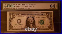 2013 $1 San Francisco Star Note L00006560 Low Serial Number Only 80k Run RARE