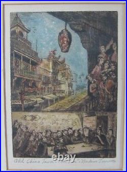 2 San Francisco Original Etching Chinatown & Sutters Mill Signed Nadine Torrance
