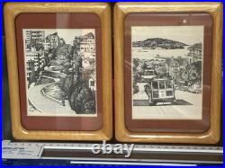 2x Martin Tang Lithographs, Franklin St and Lombard St San Francisco, California