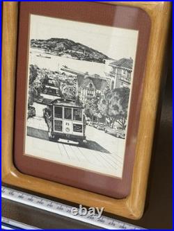 2x Martin Tang Lithographs, Franklin St and Lombard St San Francisco, California