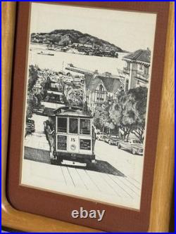 2x Martin Tang Lithographs, Franklin St and Lombard St San Francisco, California