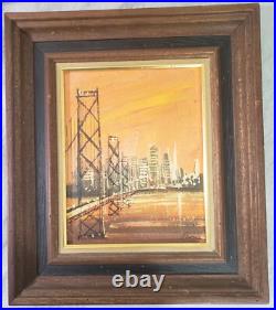 4 Vintage John Leonard Checkley Oil Paintings MCM San Francisco California