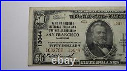$50 1929 San Francisco California CA National Currency Bank Note Bill #13044 VF