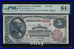 AC 1882 $5 San Francisco NB of SF, California Brown Back Ch #5096 PMG 64EPQ