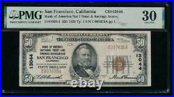 AC 1929 $50 Bank of America NT&SA San Francisco, California ch#13044 PMG 30