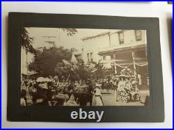 ANTIQUE Cabinet Card Set JULY 4TH PARADE PHOTOS 1903 California GOLD RUSH TOWN