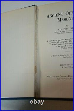 Ancient Operative Masonry by S. R. Parchment 1930 1st Edition HC Occult VERY RARE