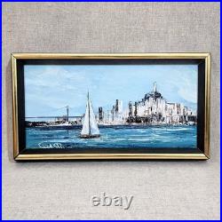 Anna Chrasta Original San Francisco Bay Oil Painting Sailboat Signed Vintage MCM