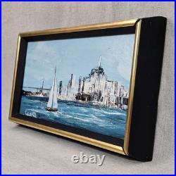 Anna Chrasta Original San Francisco Bay Oil Painting Sailboat Signed Vintage MCM
