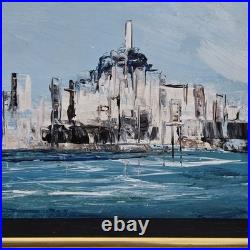 Anna Chrasta Original San Francisco Bay Oil Painting Sailboat Signed Vintage MCM