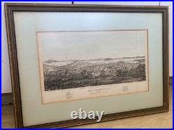 Antique 1856 San Francisco Lithograph Henry Bill Framed Panorama Print