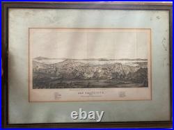 Antique 1856 San Francisco Lithograph Henry Bill Framed Panorama Print