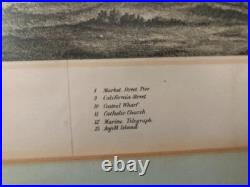 Antique 1856 San Francisco Lithograph Henry Bill Framed Panorama Print