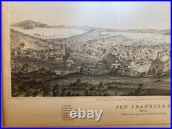 Antique 1856 San Francisco Lithograph Henry Bill Framed Panorama Print