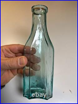 Antique 1860 Western Spice Sauce Bottle Aqua San Francisco California Rolled Lip
