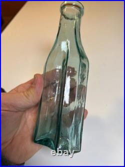 Antique 1860 Western Spice Sauce Bottle Aqua San Francisco California Rolled Lip