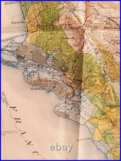 Antique 1914 Map San Francisco Bay Region Napa Oakland San Jose Livermore #17061