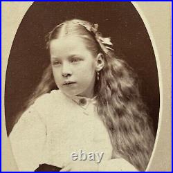Antique CDV Photograph Adorable Little Girl Beautiful Long Hair San Francisco CA
