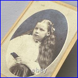 Antique CDV Photograph Adorable Little Girl Beautiful Long Hair San Francisco CA