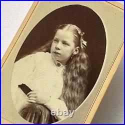 Antique CDV Photograph Adorable Little Girl Beautiful Long Hair San Francisco CA
